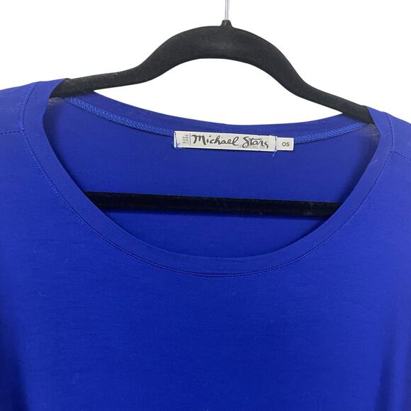 Michael Stars 3/4 Sleeve Royal Blue Asymmetrical Top Womens One Size - Picture 3 of 5